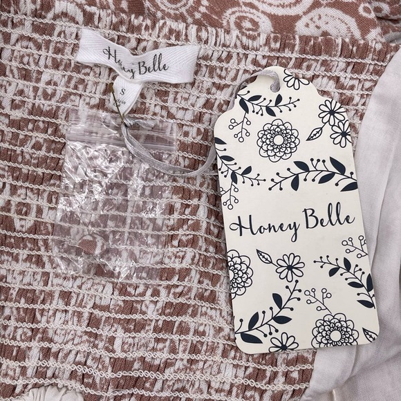 Tan Patterned Maxi Dress Honey Belle Sz S Sleeveless Sumer Hi Lo Style NWT NEW - Picture 3 of 12